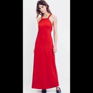 Vintage Red Halter Top Maxi Dress